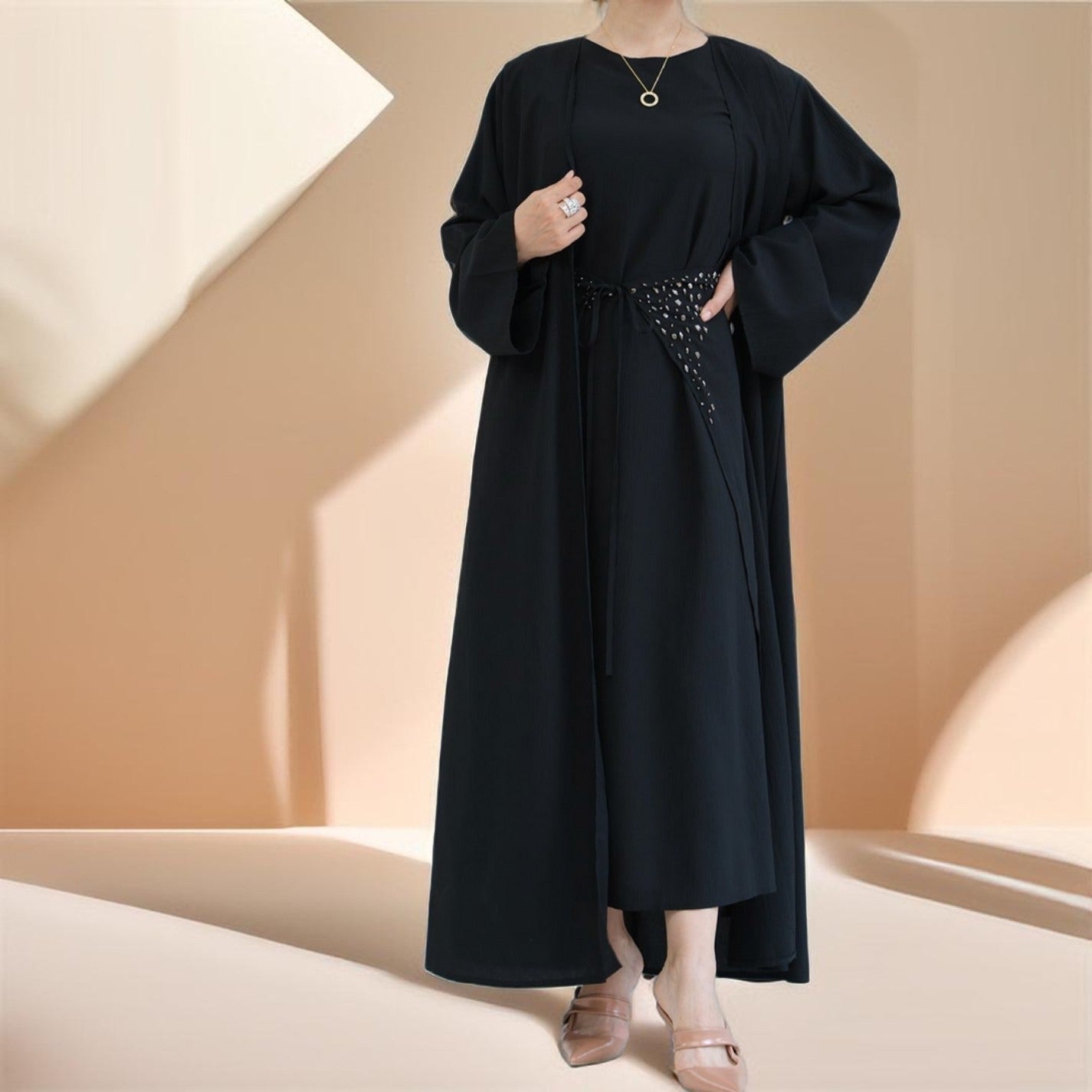 Three piece beaded evening abaya - Try Modest Limited 