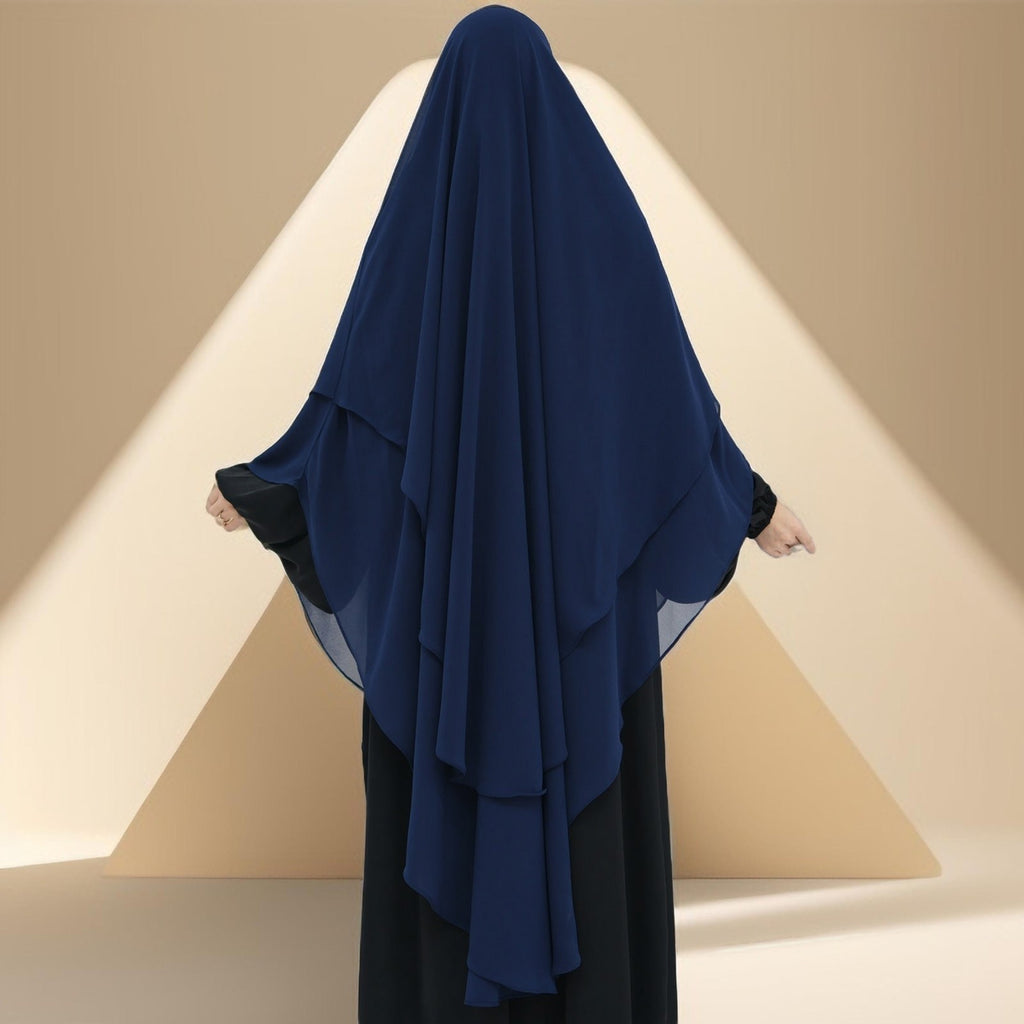 Two-Layer Chiffon Prayer Khimar: Flowing Comfort for Umrah, Ramadan - Try Modest Limited