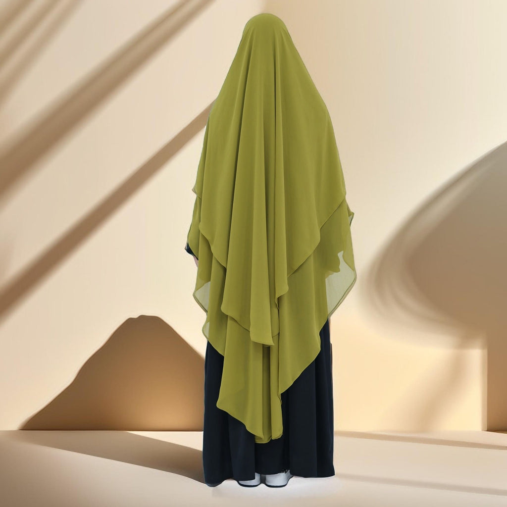 Two-Layer Chiffon Prayer Khimar: Flowing Comfort for Umrah, Ramadan - Try Modest Limited