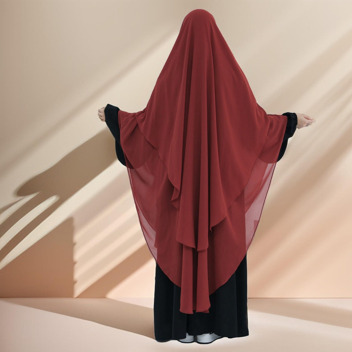 Two-Layer Chiffon Prayer Khimar: Flowing Comfort for Umrah, Ramadan - Try Modest Limited