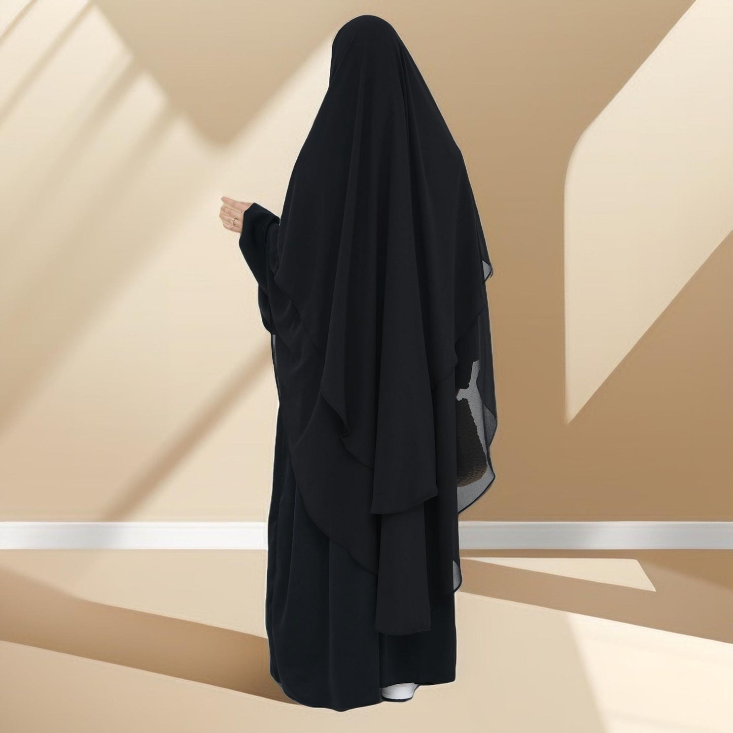 Two-Layer Chiffon Prayer Khimar: Flowing Comfort for Umrah, Ramadan - Try Modest Limited 