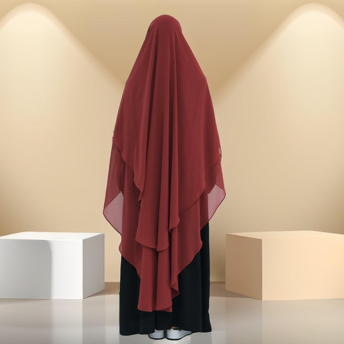 Two-Layer Chiffon Prayer Khimar: Flowing Comfort for Umrah, Ramadan - Try Modest Limited
