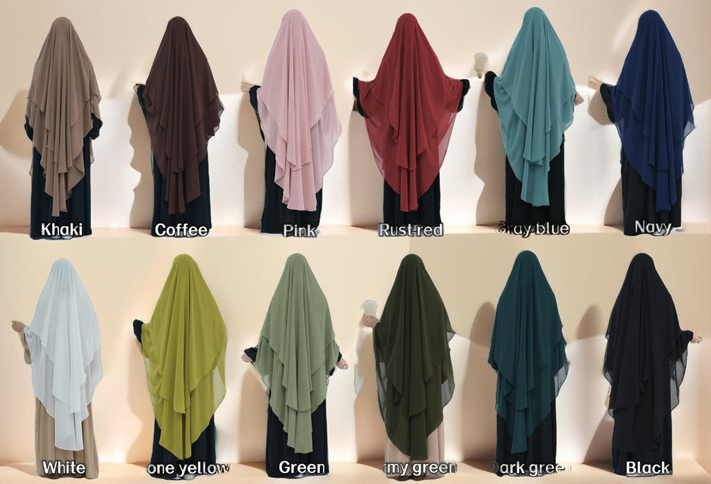 Two-Layer Chiffon Prayer Khimar: Flowing Comfort for Umrah, Ramadan - Try Modest Limited