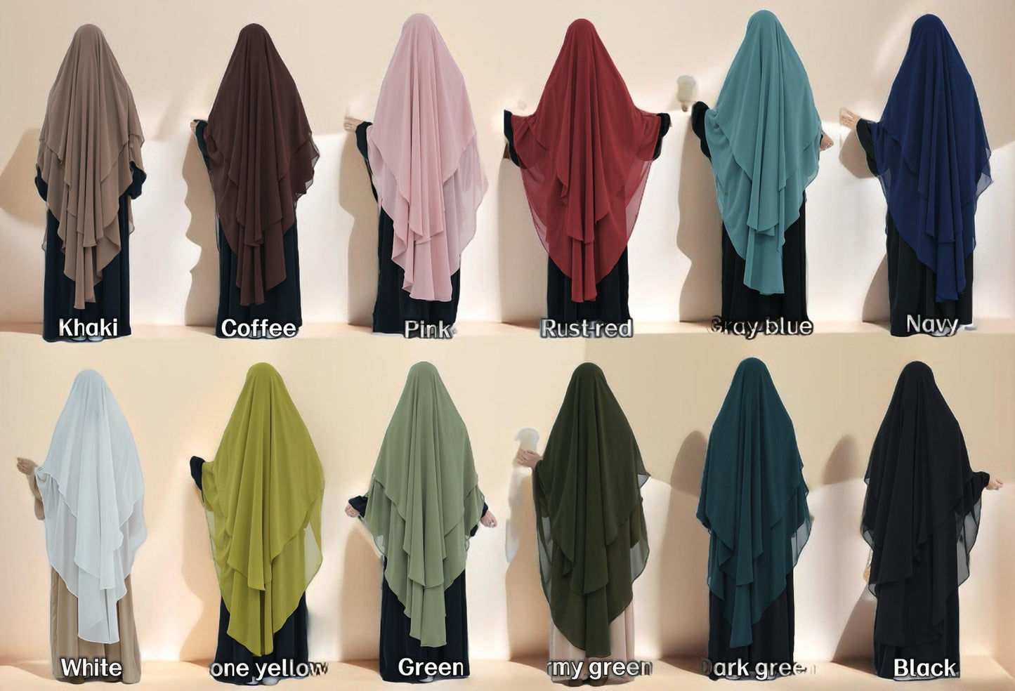 Two-Layer Chiffon Prayer Khimar: Flowing Comfort for Umrah, Ramadan - Try Modest Limited 