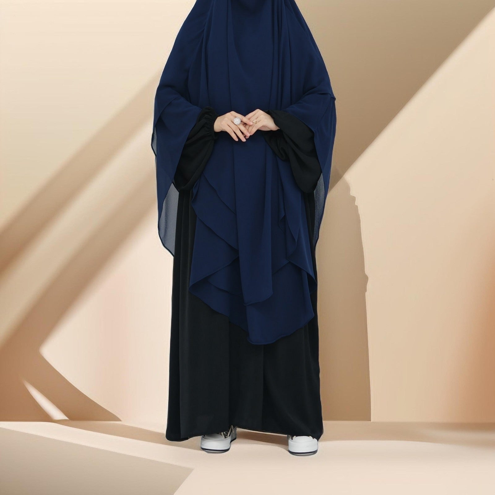 Two-Layer Chiffon Prayer Khimar: Flowing Comfort for Umrah, Ramadan - Try Modest Limited 