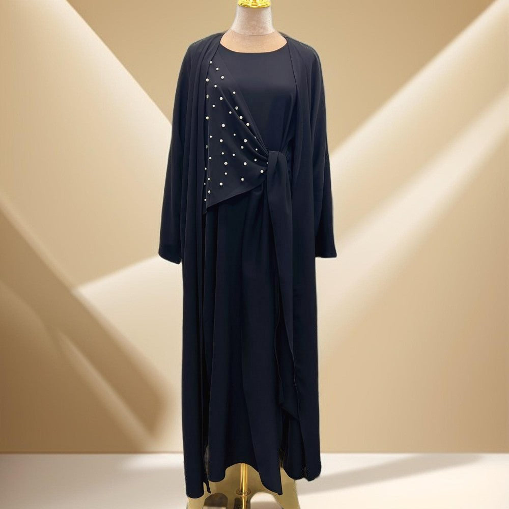 Two piece beaded evening abaya set - Try Modest Limited