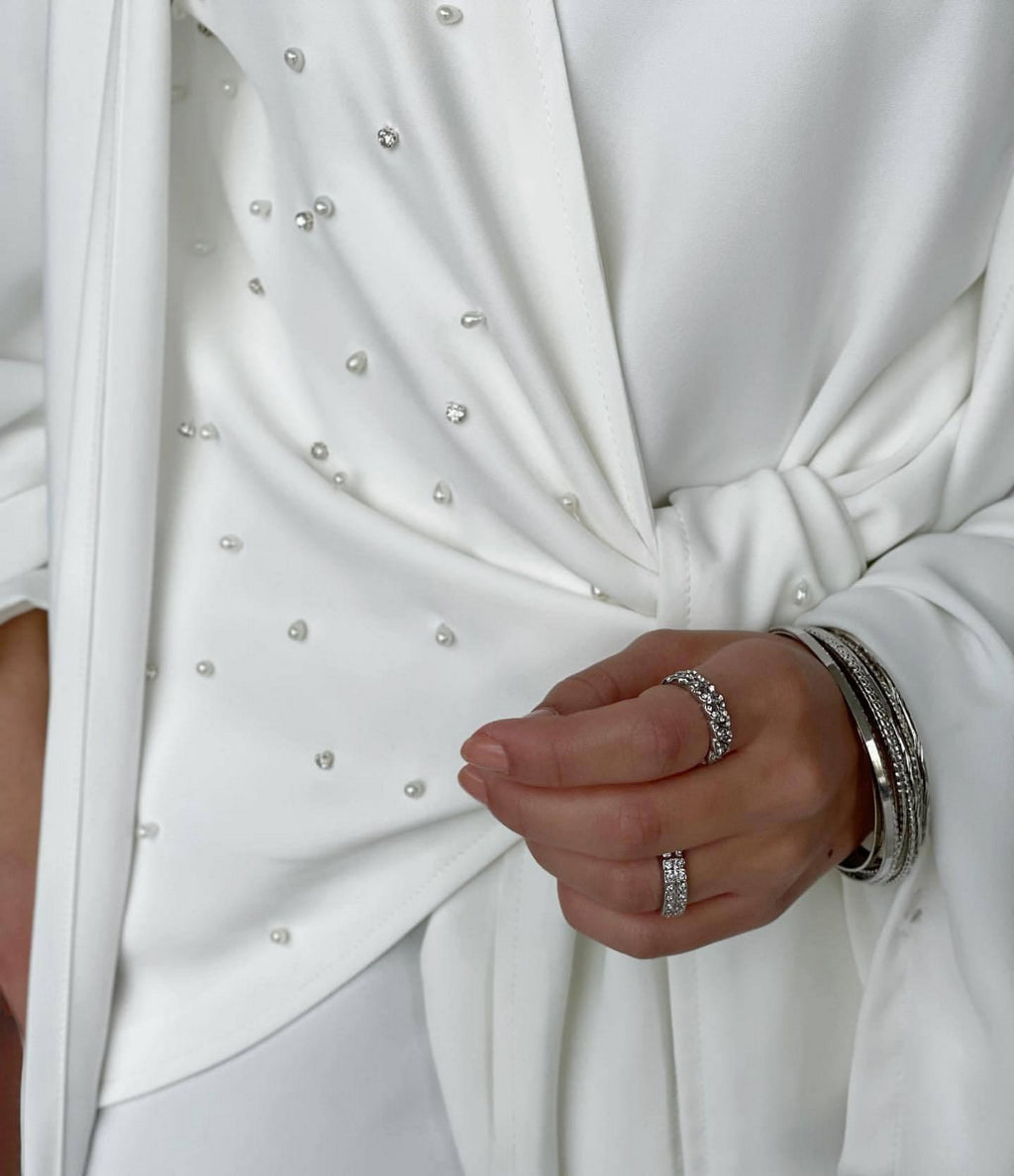 Two piece beaded evening abaya set - Try Modest Limited