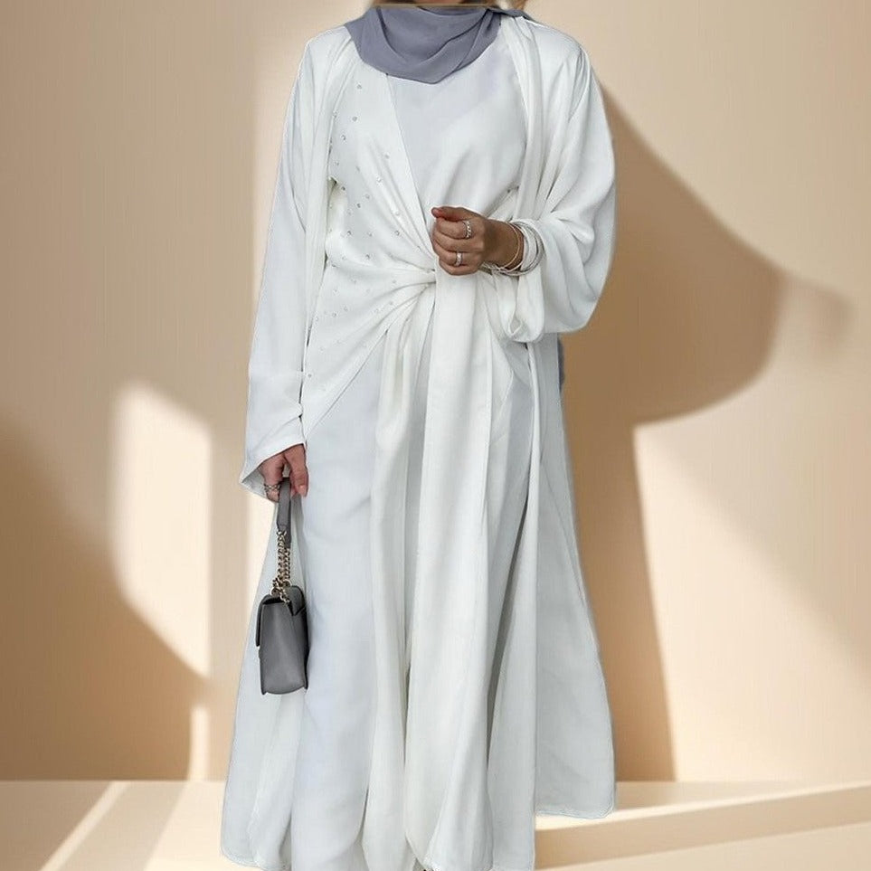 Two piece beaded evening abaya set - Try Modest Limited