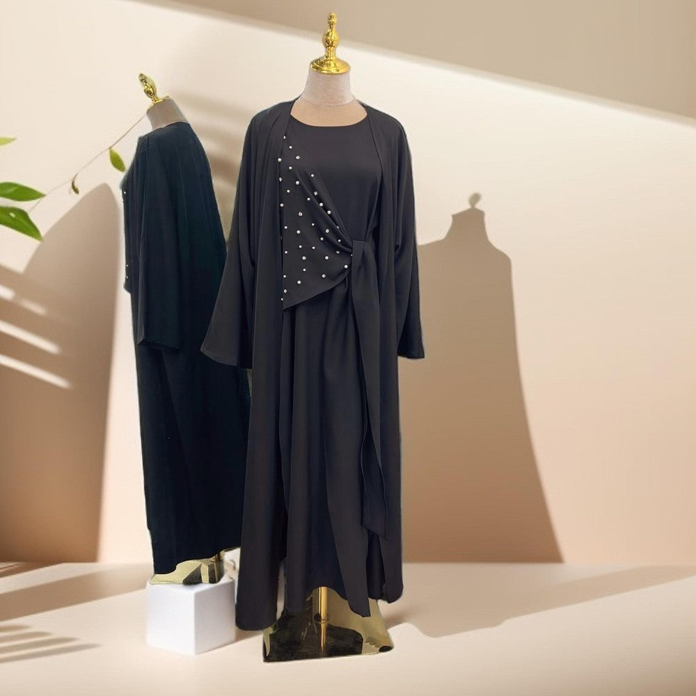 Two piece beaded evening abaya set - Try Modest Limited