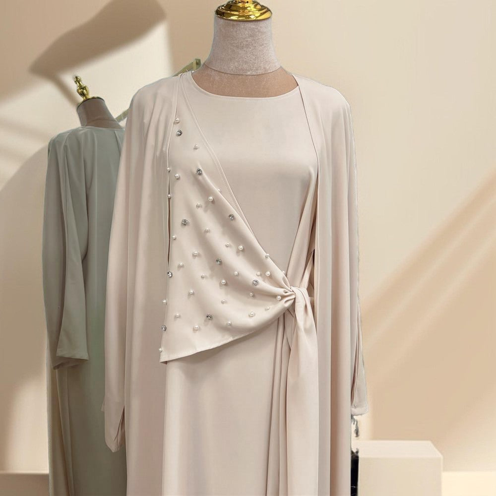 Two piece beaded evening abaya set - Try Modest Limited