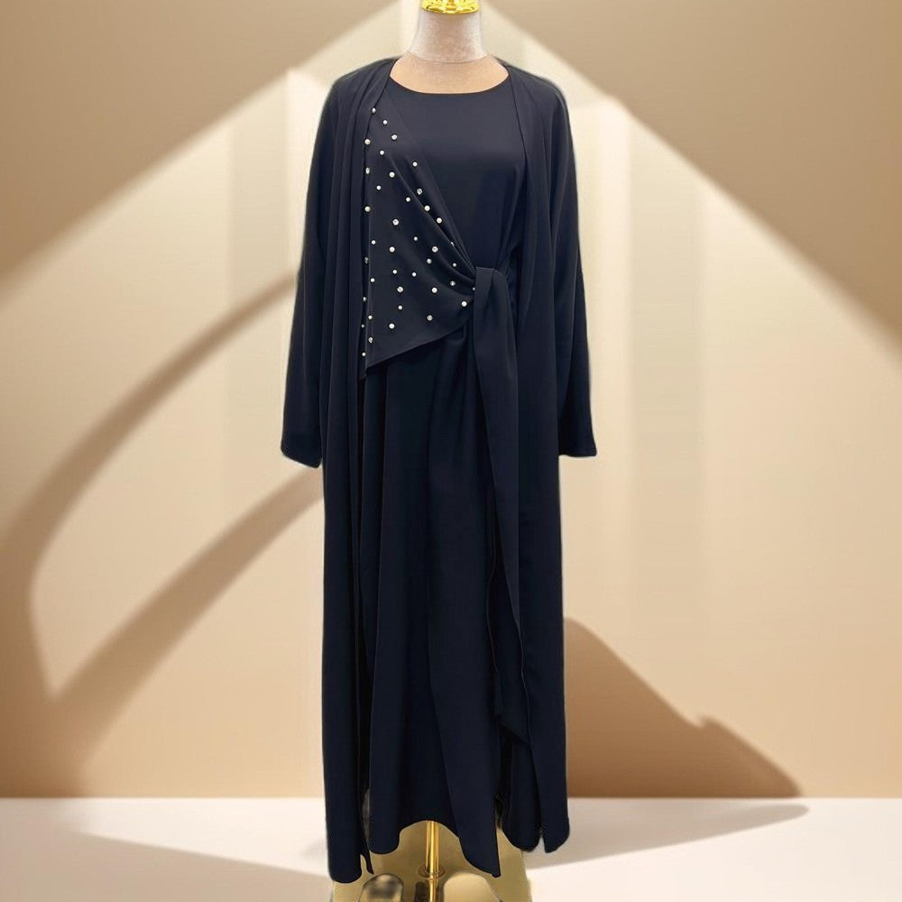 Two piece beaded evening abaya set - Try Modest Limited