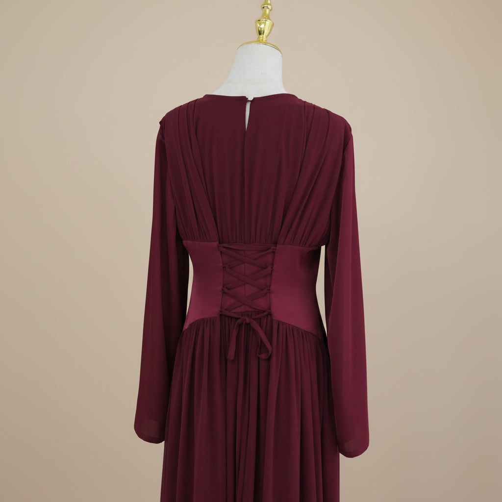 Valérie Lace-Up Corset Modest Maxi Dress