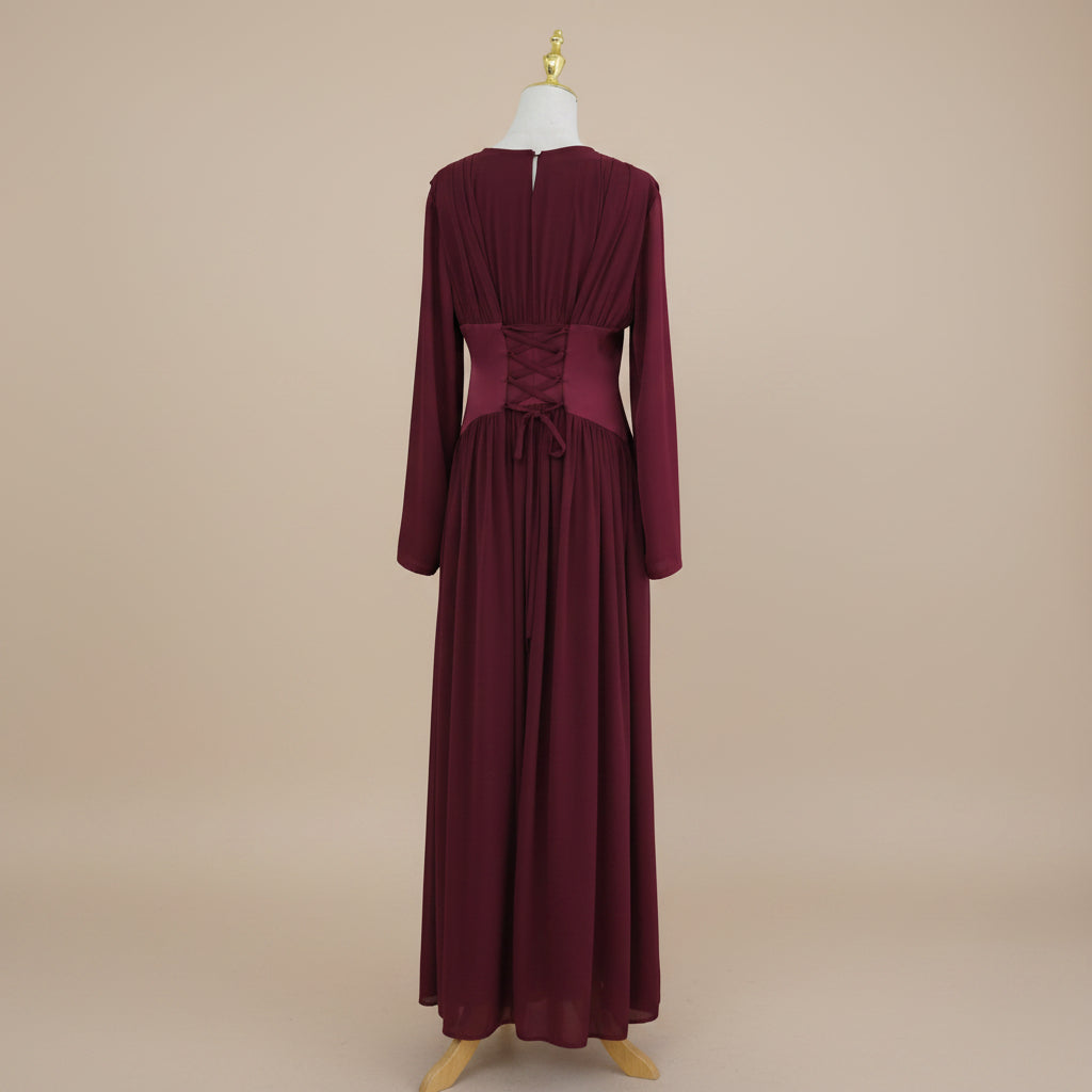 Valérie Lace-Up Corset Modest Maxi Dress