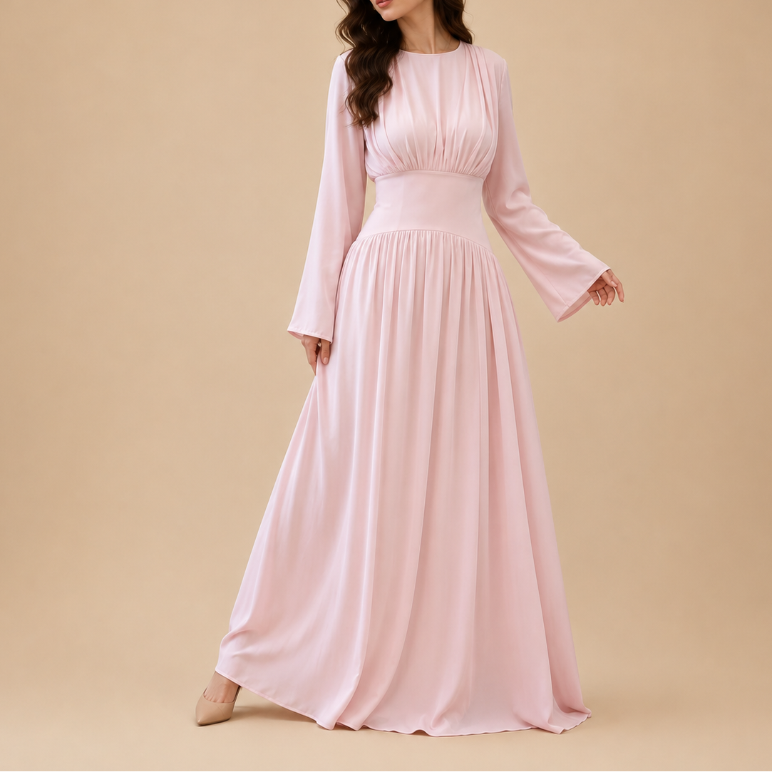 Valérie Lace-Up Corset Modest Maxi Dress