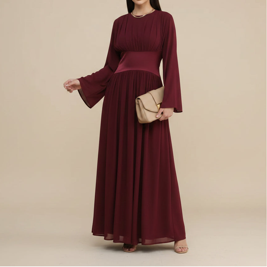 Valérie Lace-Up Corset Modest Maxi Dress
