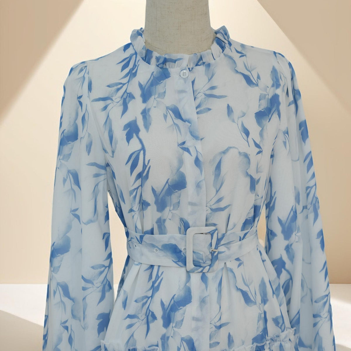 White summer chiffon maxi dress with belt - Try Modest Limited