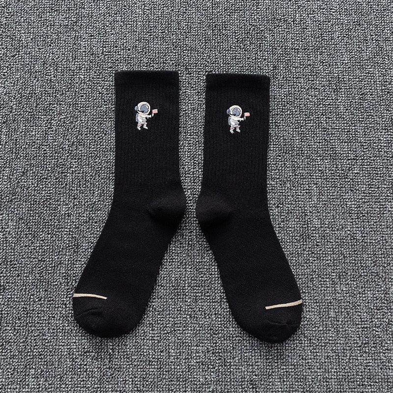 Winter Embroidered Astronaut Medium Tube Socks - Try Modest Limited 