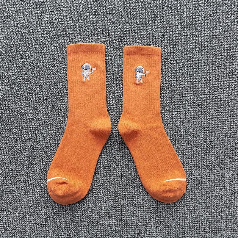 Winter Embroidered Astronaut Medium Tube Socks - Try Modest Limited 