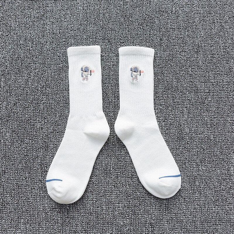 Winter Embroidered Astronaut Medium Tube Socks - Try Modest Limited 