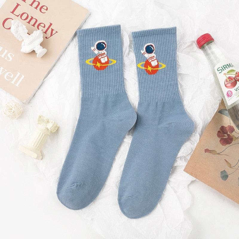 Winter Embroidered Astronaut Medium Tube Socks - Try Modest Limited 