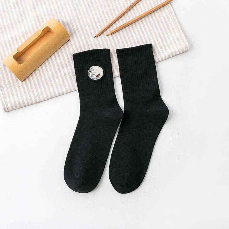 Winter Embroidered Astronaut Medium Tube Socks - Try Modest Limited 