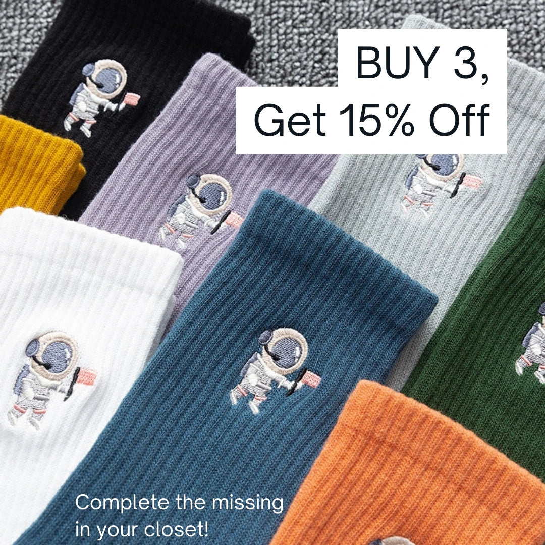 Winter Embroidered Astronaut Medium Tube Socks - Try Modest Limited 