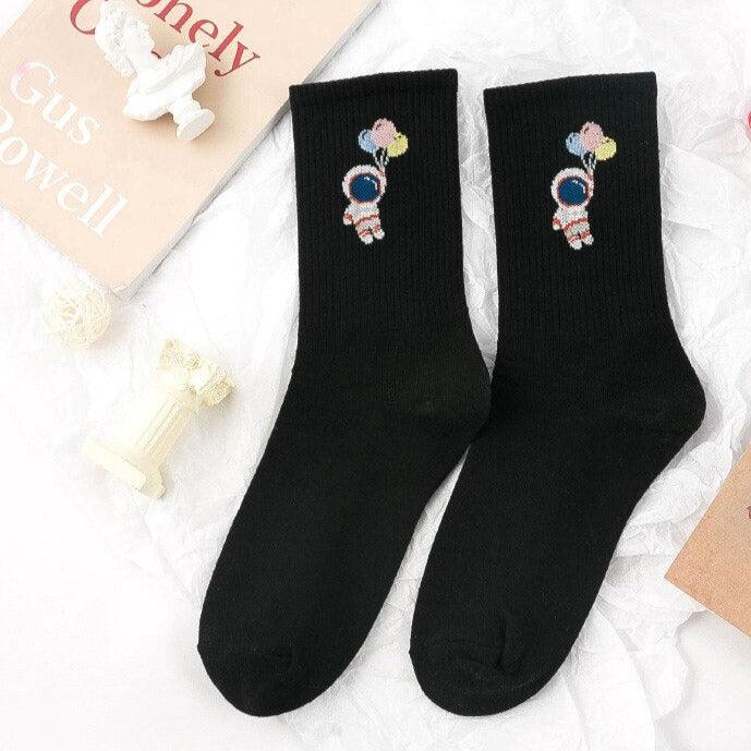 Winter Embroidered Astronaut Medium Tube Socks - Try Modest Limited 