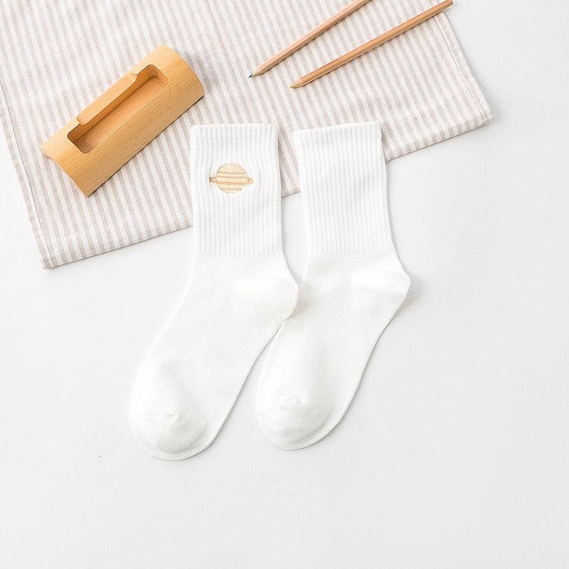 Winter Embroidered Astronaut Medium Tube Socks - Try Modest Limited 