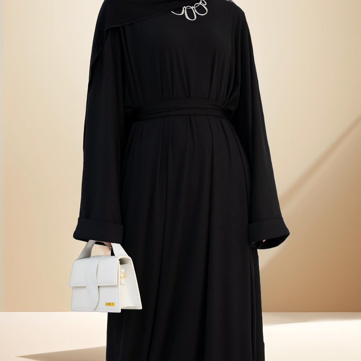 modest knitted dress Mocha Sequin knit long sleeve modest maxi dress Kabayare