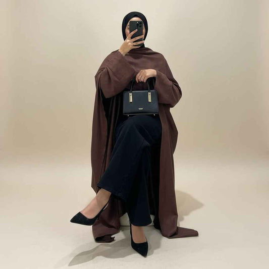 Winter Corduroy Wrap Abaya Dress with Shawl detail