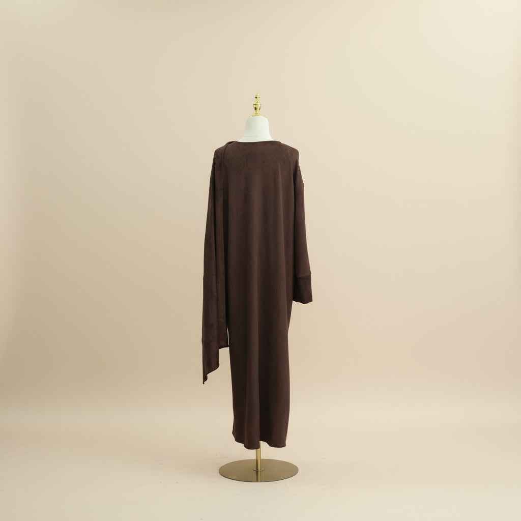 Winter Corduroy Wrap Abaya Dress with Shawl detail