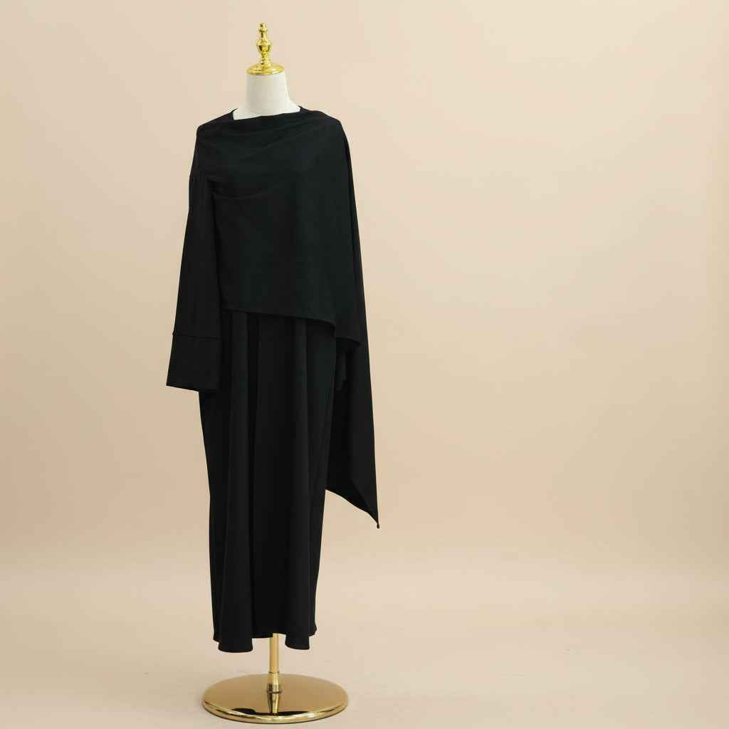 Winter Corduroy Wrap Abaya Dress with Shawl detail