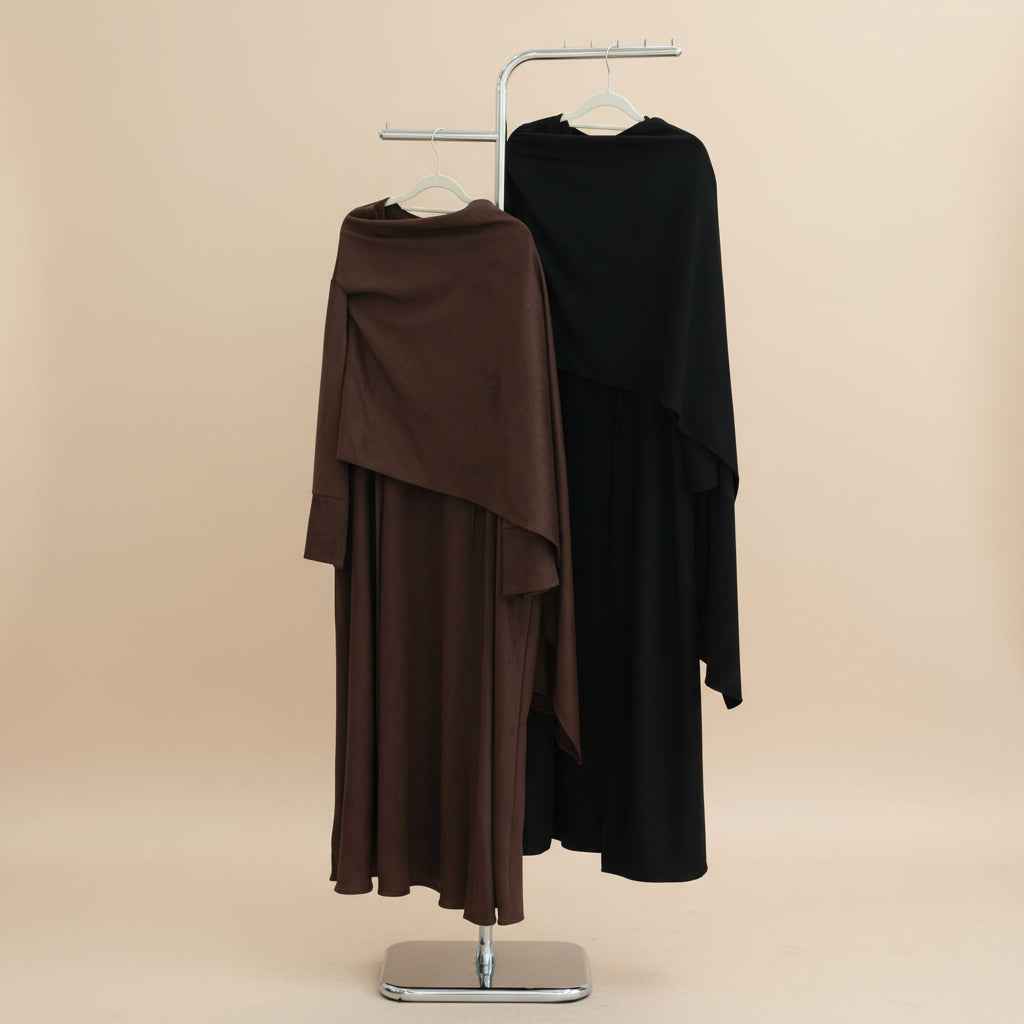 Winter Corduroy Wrap Abaya Dress with Shawl detail