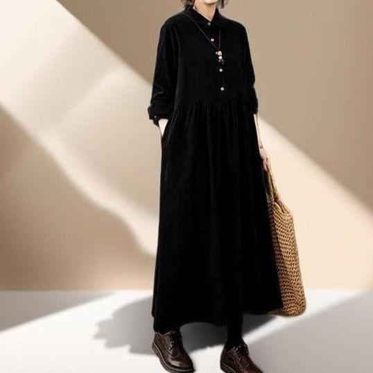 Women's A-Line corduroy dress, Casual Long Sleeves - Try Modest Limited