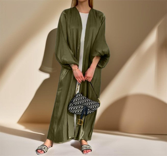 Women's Beautiful Party wear Stretchable abaya with puff sleeves - Try Modest Limited