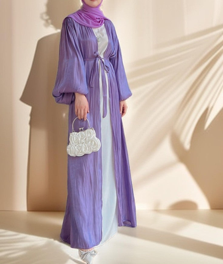 Women's Beautiful Party wear Stretchable abaya with puff sleeves - Try Modest Limited