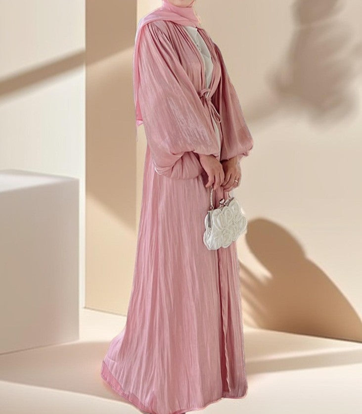 Women's Beautiful Party wear Stretchable abaya with puff sleeves - Try Modest Limited