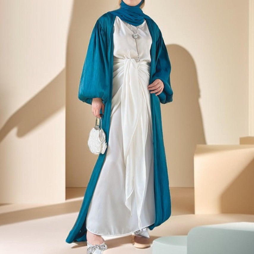 Women's Beautiful Party wear Stretchable abaya with puff sleeves - Try Modest Limited