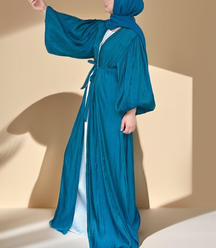 Women's Beautiful Party wear Stretchable abaya with puff sleeves - Try Modest Limited