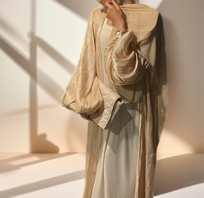 Women's Beautiful Party wear Stretchable abaya with puff sleeves - Try Modest Limited