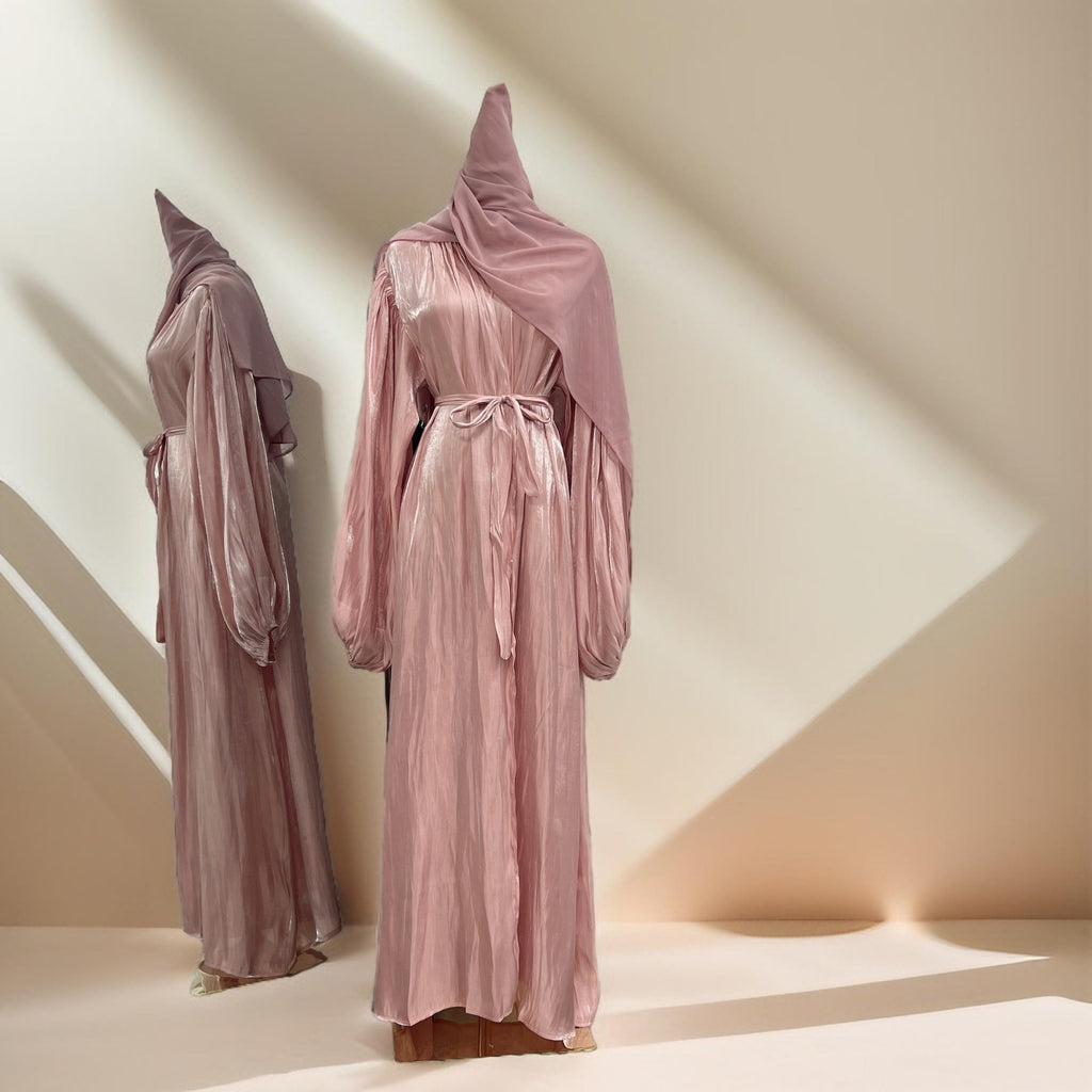 Women's Beautiful Party wear Stretchable abaya with puff sleeves - Try Modest Limited