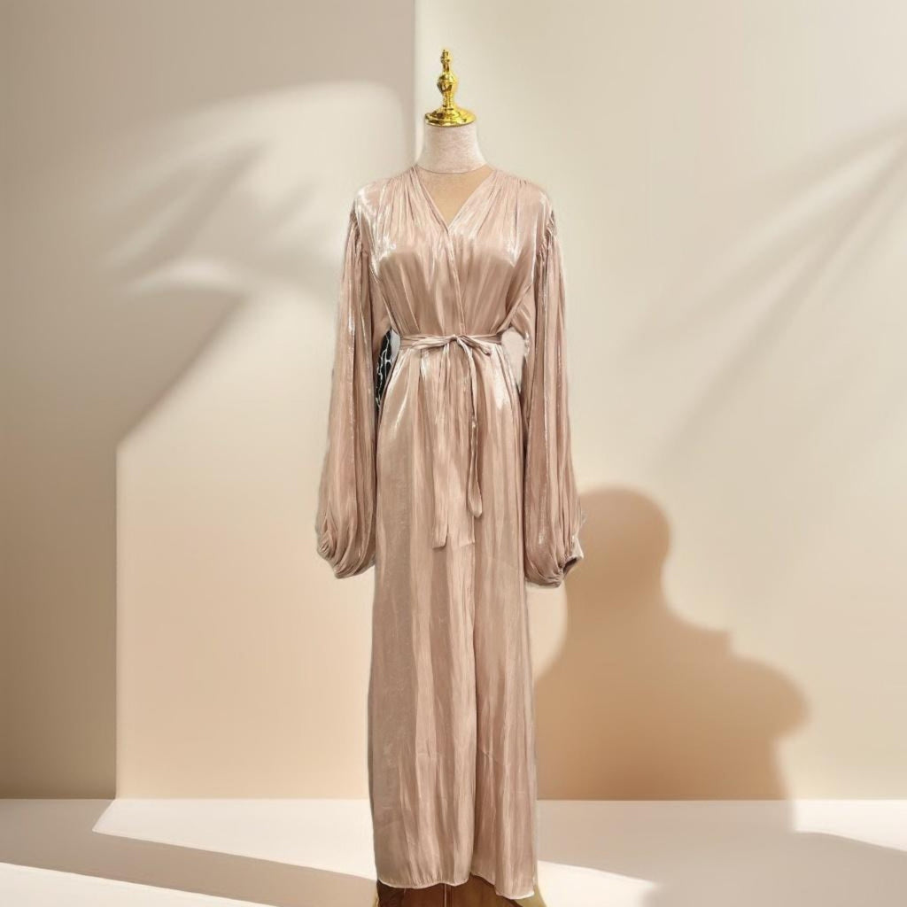 Women's Beautiful Party wear Stretchable abaya with puff sleeves - Try Modest Limited