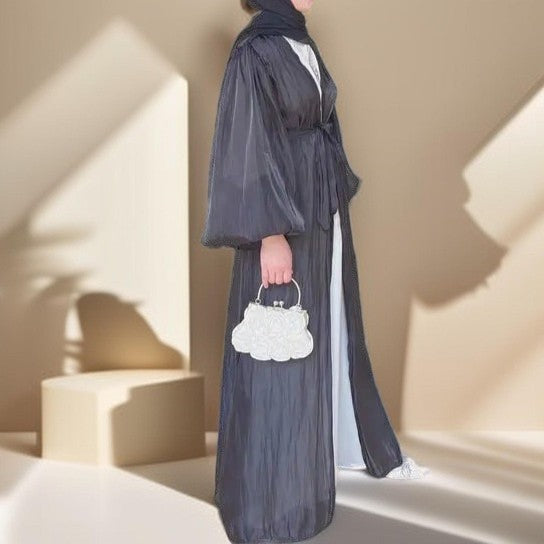 Women's Beautiful Party wear Stretchable abaya with puff sleeves - Try Modest Limited
