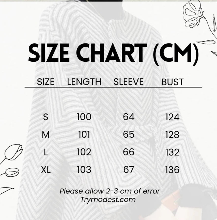 Women's Black and White Zig Zag  Wool Coat - Try Modest Limited