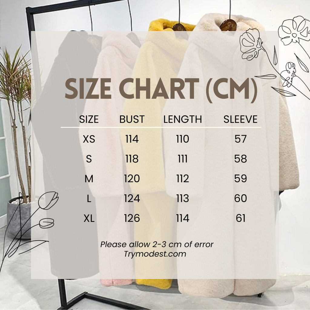Women's Hooded Rabbit faux fur Long coat Thick and warm - Try Modest Limited