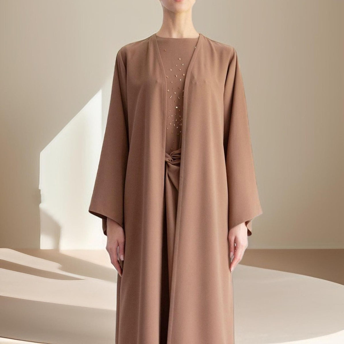 Women's Solid Color Fashion Beaded Three Piece Suit - Try Modest Limited