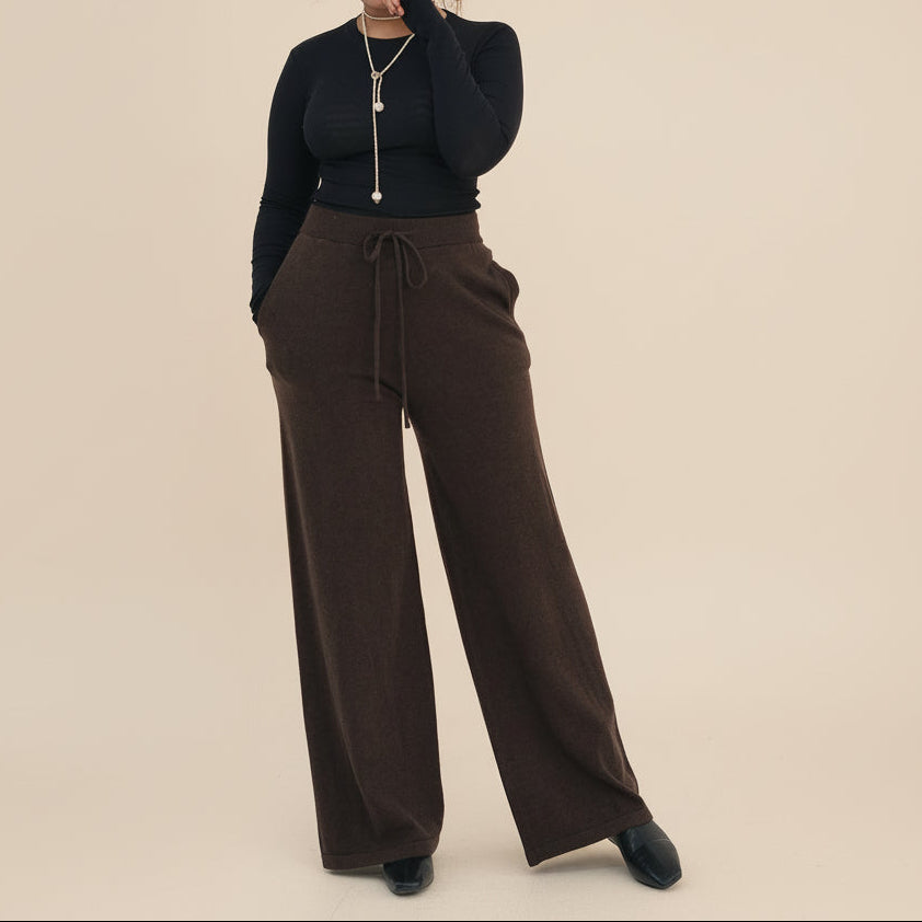 Completo da salotto a coste da donna, 3 pezzi: cardigan e coordinato a gamba larga