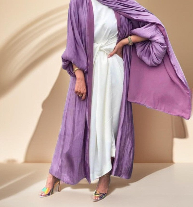 Women's Beautiful Party wear Stretchable abaya with puff sleeves - Try Modest Limited 