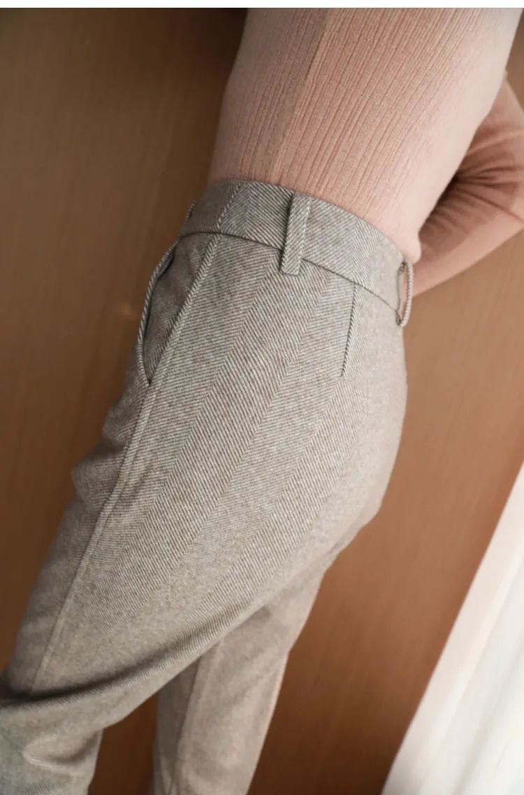 Woolen High Waisted Casual Suit Pants - Try Modest Limited