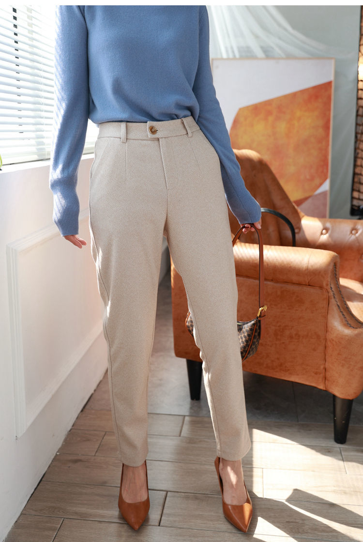 Woolen High Waisted Casual Suit Pants - Try Modest Limited